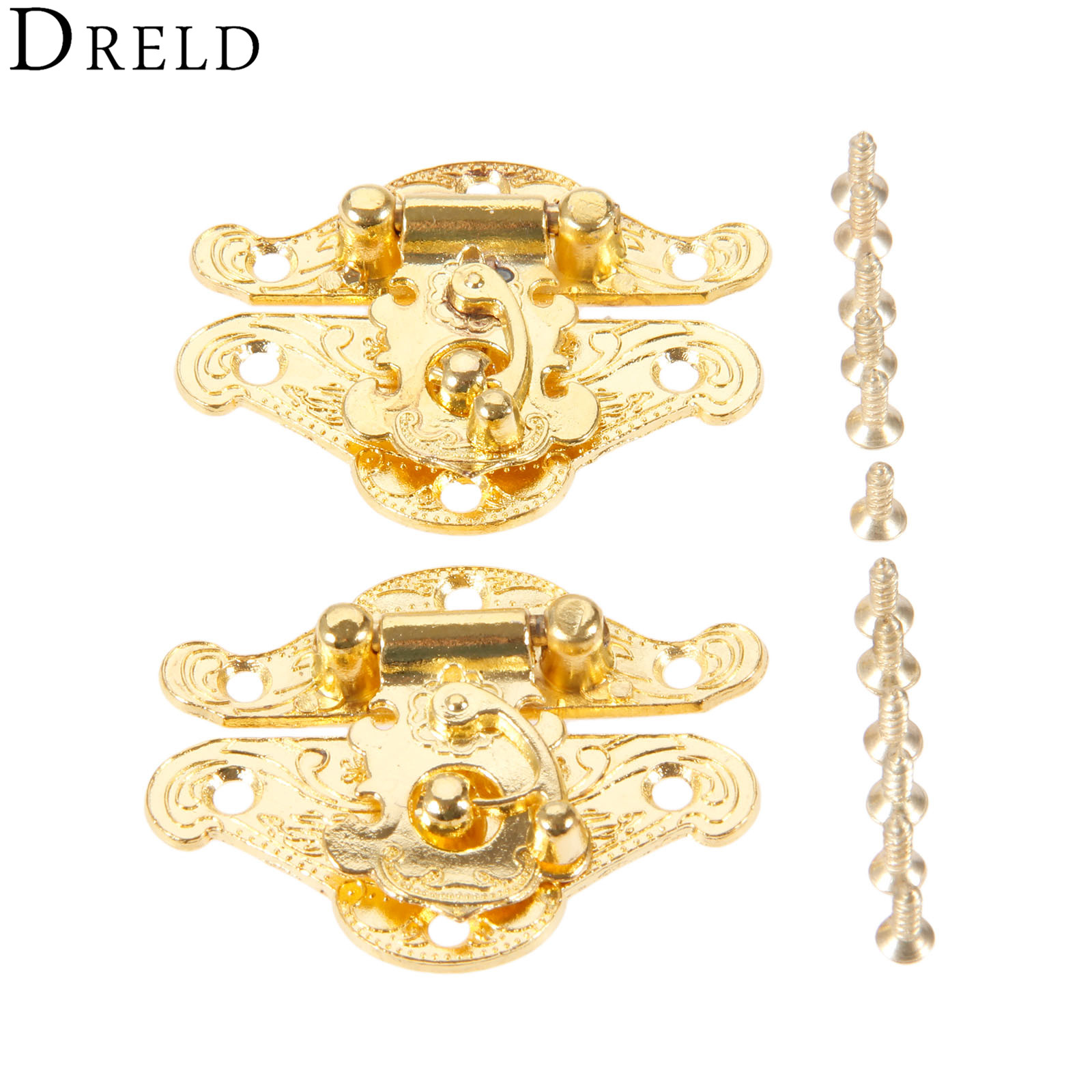 Furniture Hardware Bolts - DRELD 2Pcs Antique Gold Box Latch