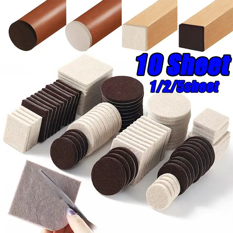 Furniture Foot Pad - 1/10 Sheets Felt Chair Leg Pads