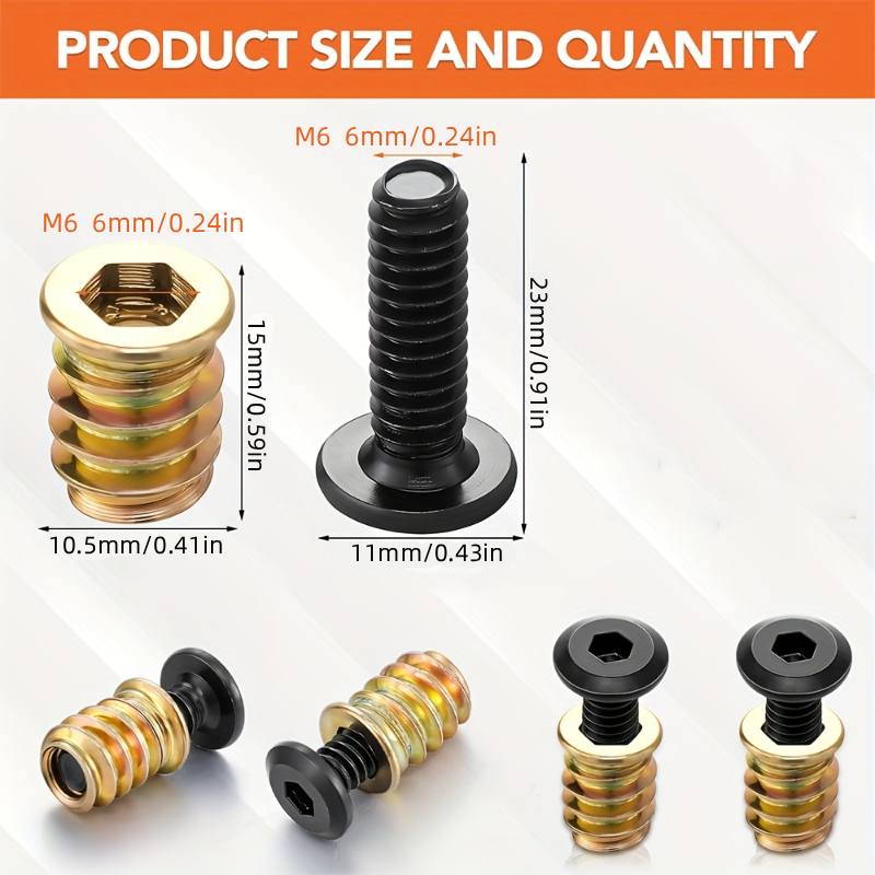 10PCS Threaded Inserts Nut Com - Furniture Hardware Bolts 评论和价格